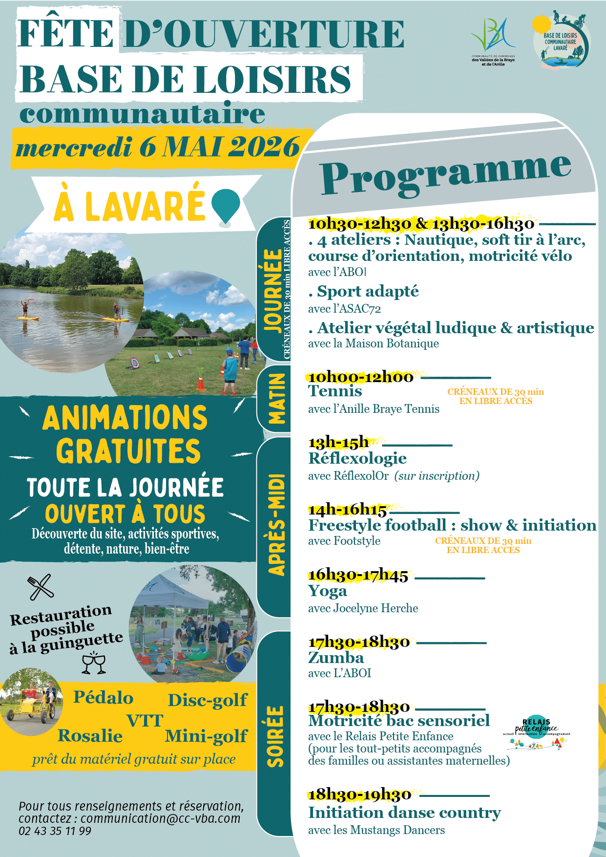 Affiche journée fête d'ouverture base de loisirs 6 mai 2026