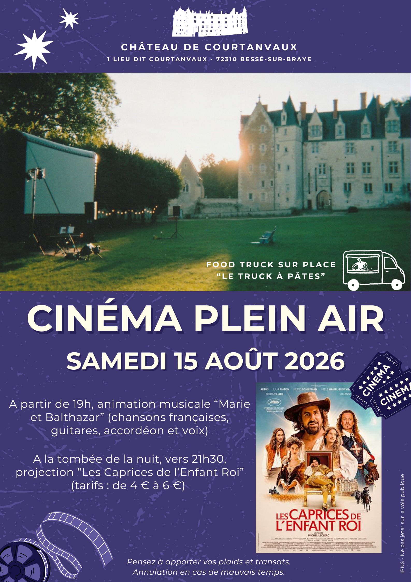 Cinéma plein air chateau courtanvaux
