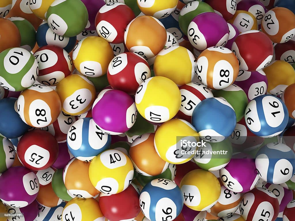Multi-colored lottery balls.